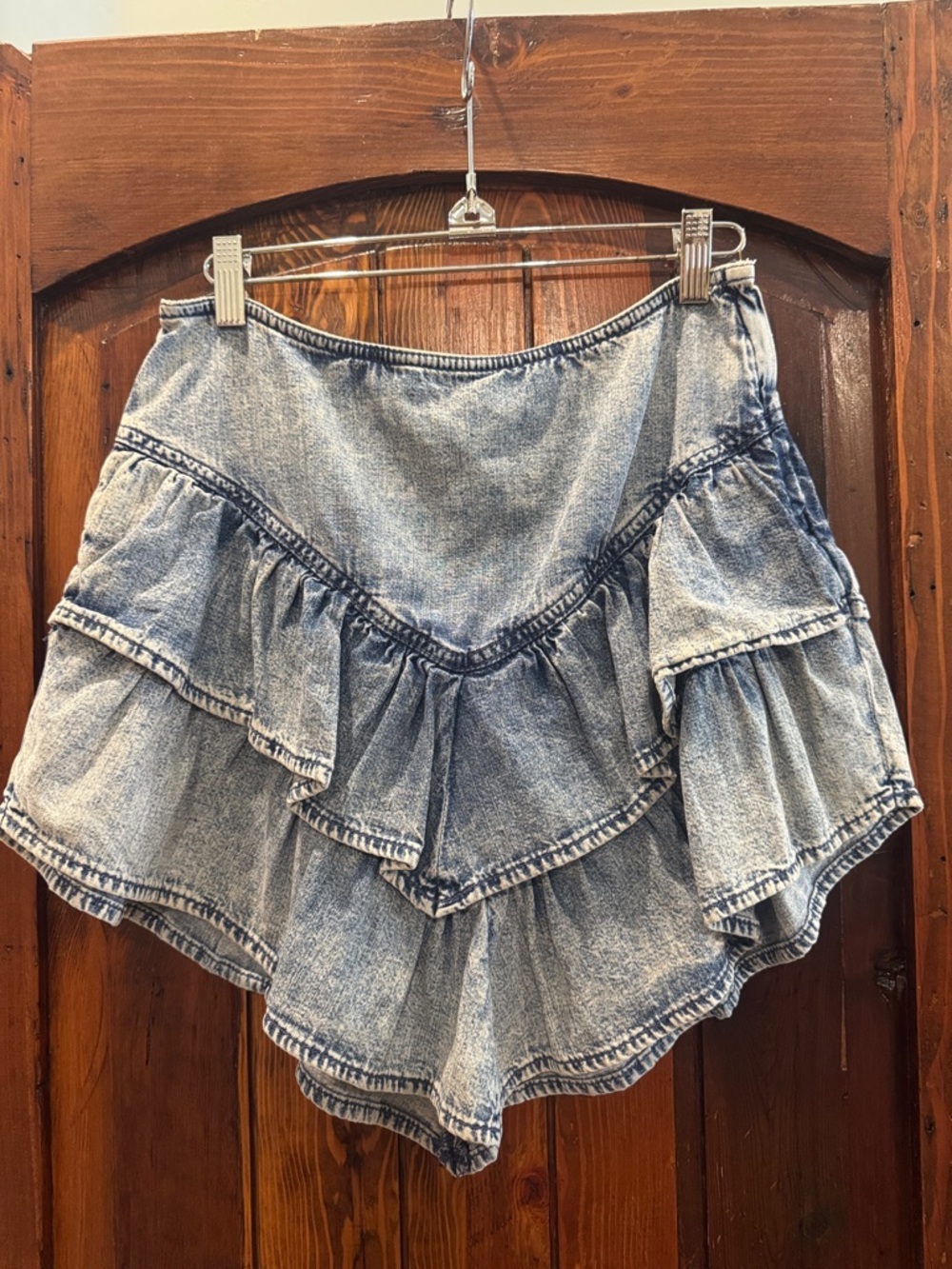 Mother Denim Ruffled Tiered Women’s Skirt - Light Blue